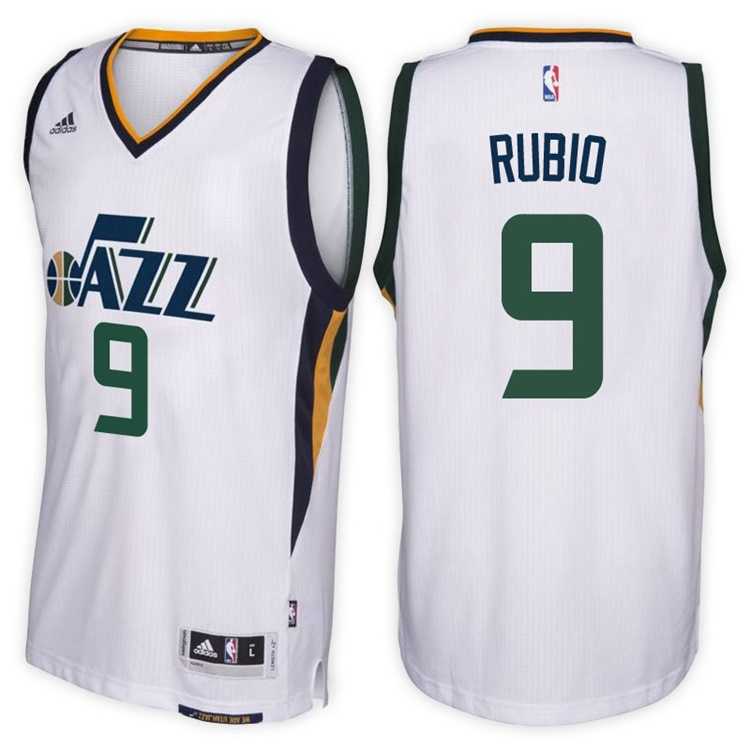 Utah Jazz #9 Ricky Rubio Home White New Swingman Stitched NBA Jersey