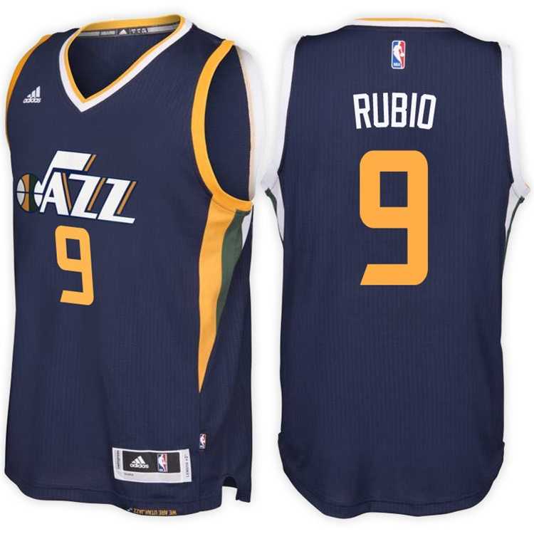 Utah Jazz #9 Ricky Rubio Road Navy New Swingman Stitched NBA Jersey