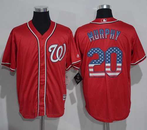 Washington Nationals #20 Daniel Murphy Red USA Flag Fashion Stitched MLB Jersey