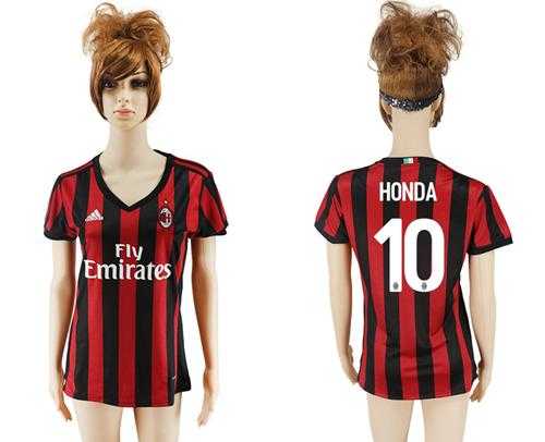 Women's AC Milan #10 Honda Home Soccer Club Jersey
