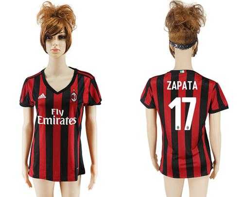 Women's AC Milan #17 Zapata Home Soccer Club Jersey