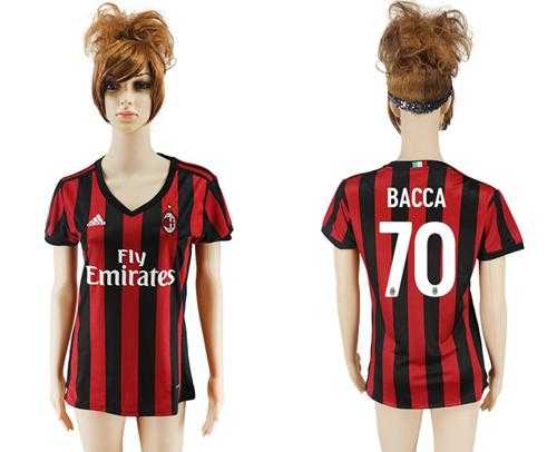 Women's AC Milan #70 Bacca Home Soccer Club Jersey
