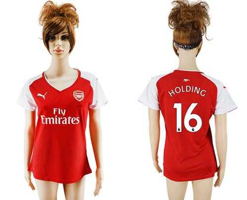 Women's Arsenal #16 Holding Home Soccer Club Jersey