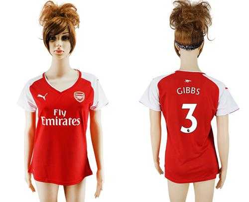 Women's Arsenal #3 Gibbs Home Soccer Club Jersey