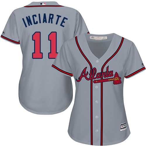 Women's Atlanta Braves #11 Ender Inciarte Grey Road Stitched MLB Jersey