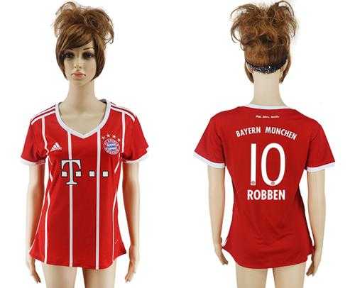 Women's Bayern Munchen #10 Robben Home Soccer Club Jersey