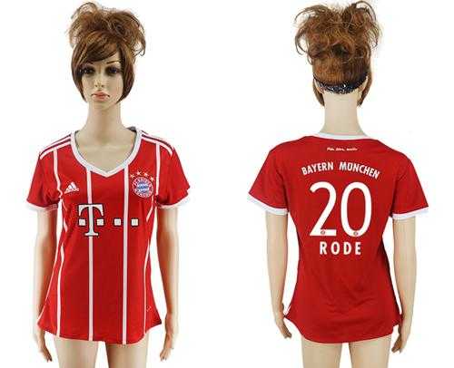 Women's Bayern Munchen #20 Rode Home Soccer Club Jersey