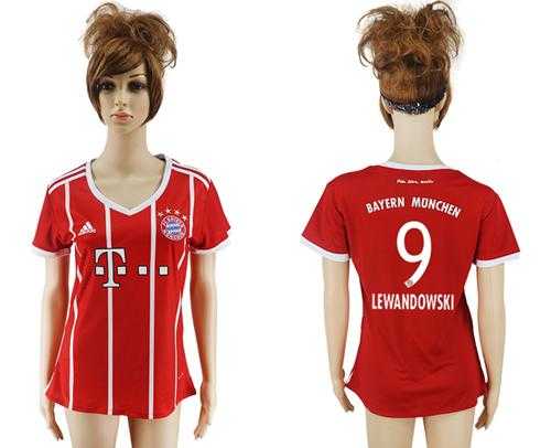 Women's Bayern Munchen #9 Lewandowski Home Soccer Club Jersey
