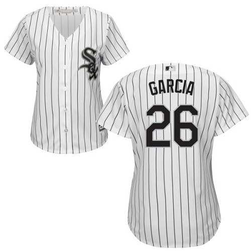 Women's Chicago White Sox #26 Avisail Garcia White(Black Strip) Home Stitched MLB Jersey