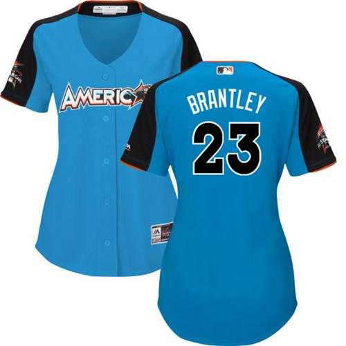 Women's Cleveland Indians #23 Michael Brantley Blue 2017 All-Star American League Stitched MLB Jersey