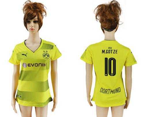 Women's Dortmund #10 M.Gotze Home Soccer Club Jersey
