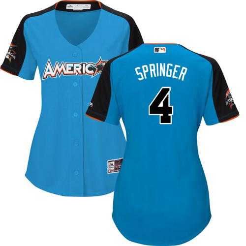 Women's Houston Astros #4 George Springer Blue 2017 All-Star American League Stitched MLB Jersey