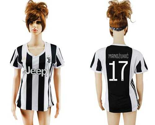 Women's Juventus #17 Mandzukic Home Soccer Club Jersey