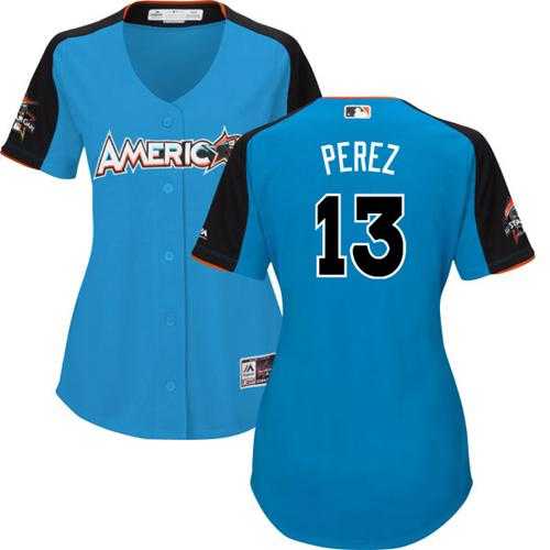 Women's Kansas City Royals #13 Salvador Perez Blue 2017 All-Star American League Stitched MLB Jersey