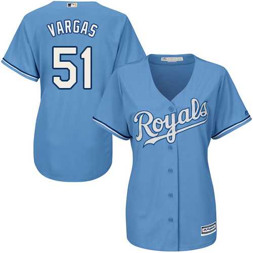 Women's Kansas City Royals #51 Jason Vargas Light Blue Alternate Stitched MLB Jersey