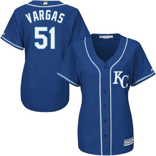 Women's Kansas City Royals #51 Jason Vargas Royal Blue Alternate Stitched MLB Jersey