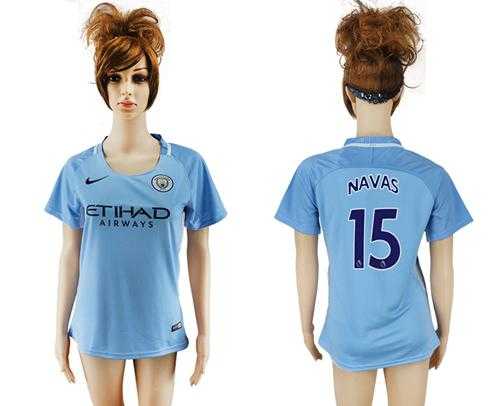 Women's Manchester City #15 Navas Home Soccer Club Jersey