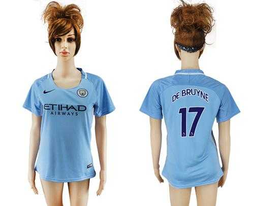 Women's Manchester City #17 De Bruyne Home Soccer Club Jersey