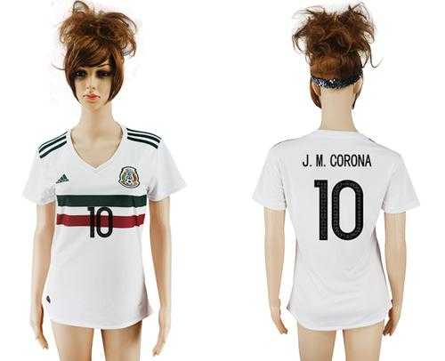 Women's Mexico #10 J.M.Corona Away Soccer Country Jersey
