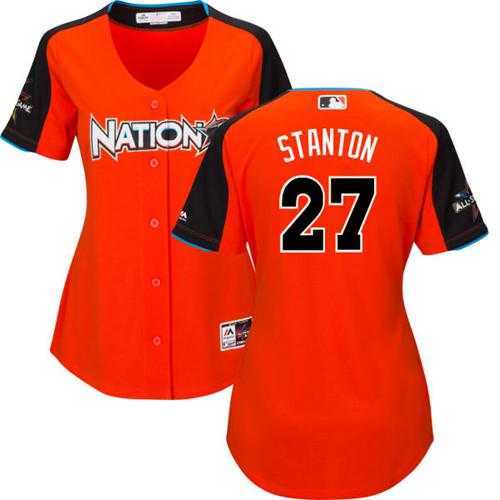 Women's Miami Marlins #27 Giancarlo Stanton Orange 2017 All-Star National League Stitched MLB Jersey