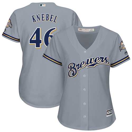 Women's Milwaukee Brewers #46 Corey Knebel Grey Road Stitched MLB Jersey
