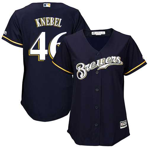 Women's Milwaukee Brewers #46 Corey Knebel Navy Blue Alternate Stitched MLB Jersey