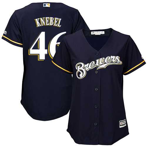 Women's Milwaukee Brewers #46 Corey Knebel Navy Blue Alternate Stitched MLB Jersey Women's Milwaukee Brewers #46 Corey Knebel Navy Blue Alternate Stitched MLB Jersey