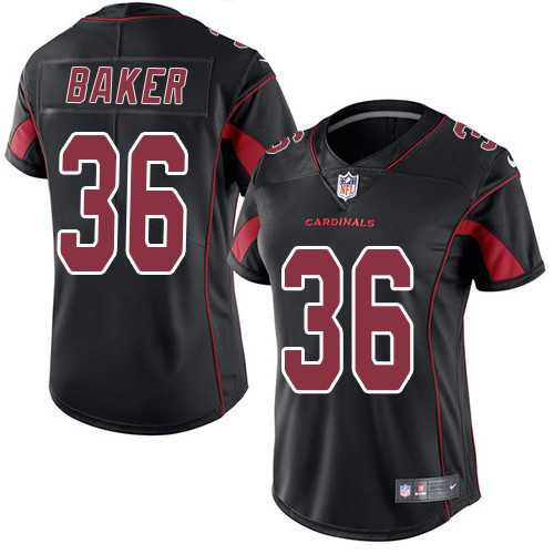 Women's Nike Arizona Cardinals #36 Budda Baker Black Stitched NFL Limited Rush Jersey