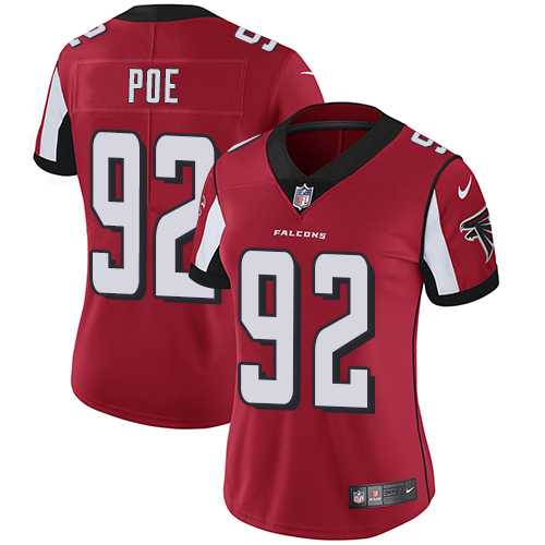 Women's Nike Atlanta Falcons #92 Dontari Poe Red Team Color Stitched NFL Vapor Untouchable Limited Jersey