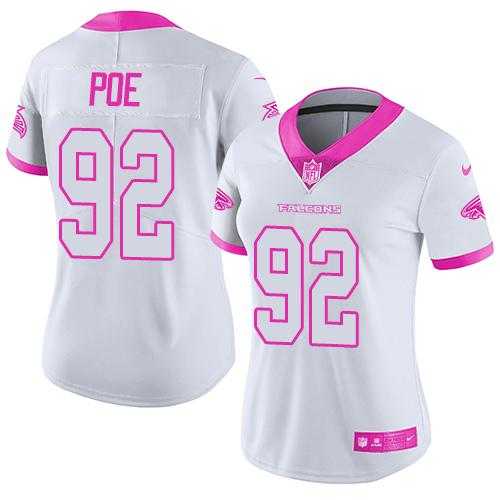 Women's Nike Atlanta Falcons #92 Dontari Poe White Pink Stitched NFL Limited Rush Fashion Jersey