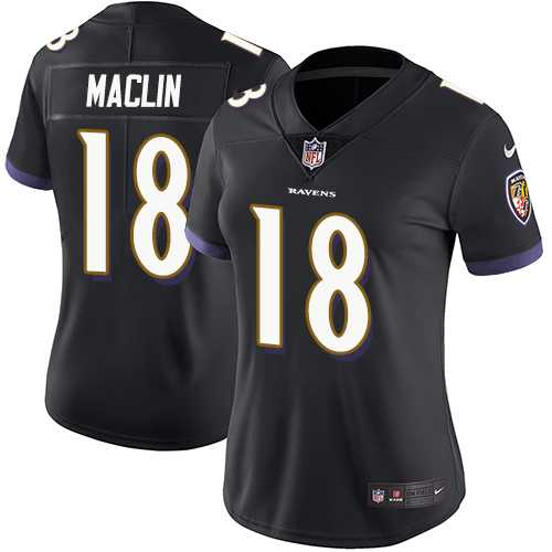 Women's Nike Baltimore Ravens #18 Jeremy Maclin Black Alternate Stitched NFL Vapor Untouchable Limited Jersey