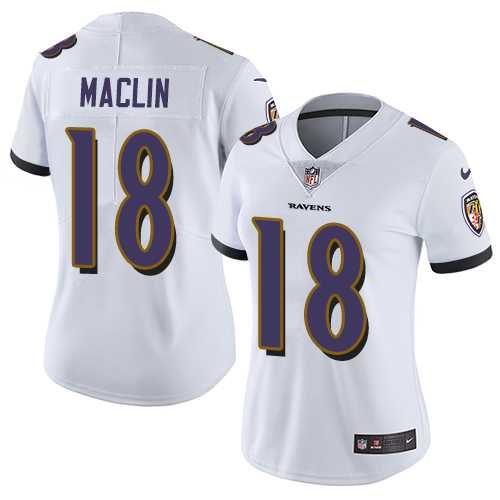 Women's Nike Baltimore Ravens #18 Jeremy Maclin White Stitched NFL Vapor Untouchable Limited Jersey