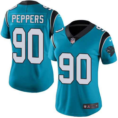 Women's Nike Carolina Panthers #90 Julius Peppers Blue Alternate Stitched NFL Vapor Untouchable Limited Jersey