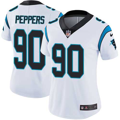 Women's Nike Carolina Panthers #90 Julius Peppers White Stitched NFL Vapor Untouchable Limited Jersey