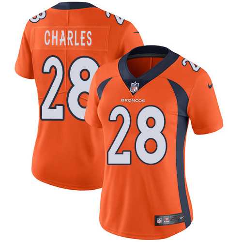 Women's Nike Denver Broncos #28 Jamaal Charles Orange Team Color Stitched NFL Vapor Untouchable Limited Jersey