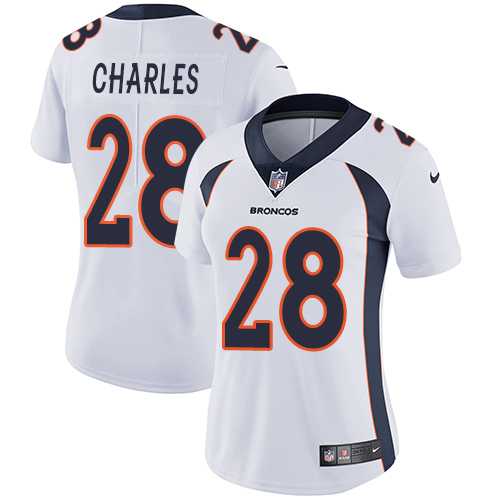 Women's Nike Denver Broncos #28 Jamaal Charles White Stitched NFL Vapor Untouchable Limited Jersey