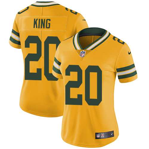 Women's Nike Green Bay Packers #20 Kevin King Yellow Stitched NFL Limited Rush Jersey