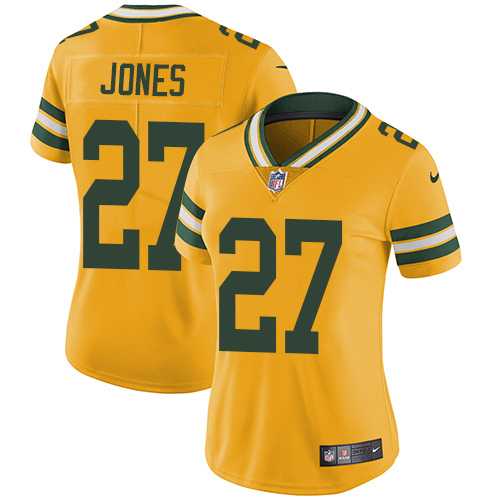 Women's Nike Green Bay Packers #27 Josh Jones Yellow Stitched NFL Limited Rush Jersey Women's Nike Green Bay Packers #27 Josh Jones Yellow Stitched NFL Limited Rush Jersey