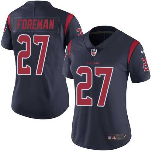 Women's Nike Houston Texans #27 D'Onta Foreman Navy Blue Stitched NFL Limited Rush Jersey Women's Nike Houston Texans #27 D'Onta Foreman Navy Blue Stitched NFL Limited Rush Jersey