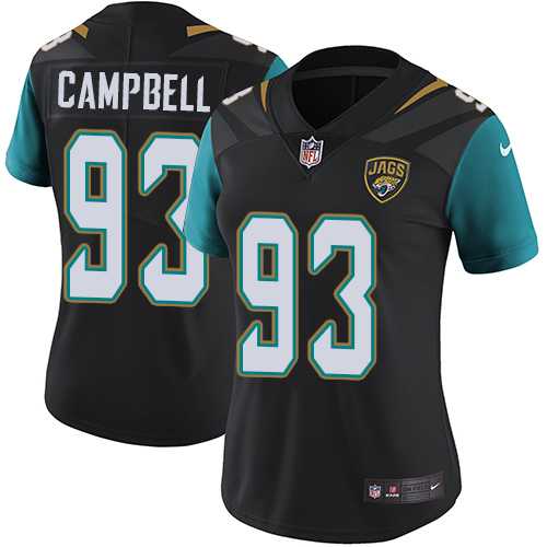 Women's Nike Jacksonville Jaguars #93 Calais Campbell Black Alternate Stitched NFL Vapor Untouchable Limited Jersey
