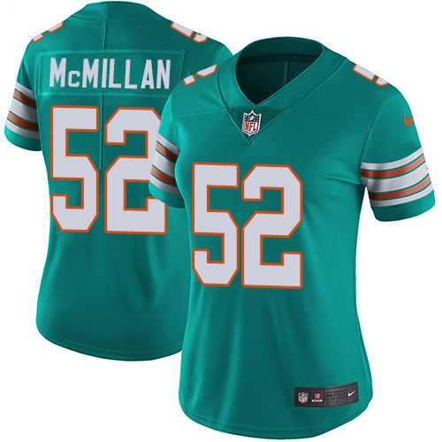 Women's Nike Miami Dolphins #52 Raekwon McMillan Aqua Green Alternate Stitched NFL Vapor Untouchable Limited Jersey