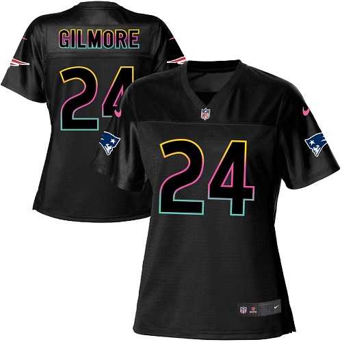 Women's Nike New England Patriots #24 Stephon Gilmore Black NFL Fashion Game Jersey