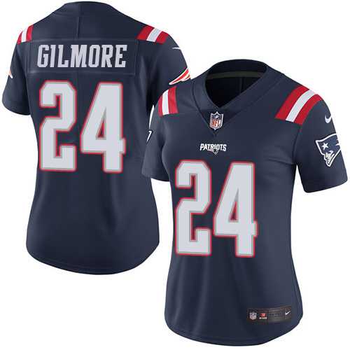 Women's Nike New England Patriots #24 Stephon Gilmore Navy Blue Stitched NFL Limited Rush Jersey
