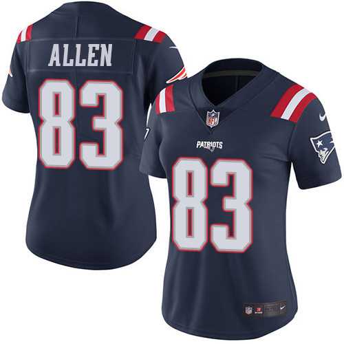 Women's Nike New England Patriots #83 Dwayne Allen Navy Blue Stitched NFL Limited Rush Jersey