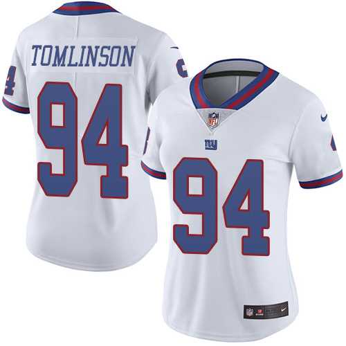 Women's Nike New York Giants #94 Dalvin Tomlinson White Stitched NFL Limited Rush Jersey