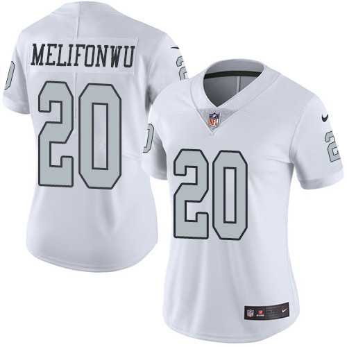 Women's Nike Oakland Raiders #20 Obi Melifonwu White Stitched NFL Limited Rush Jersey