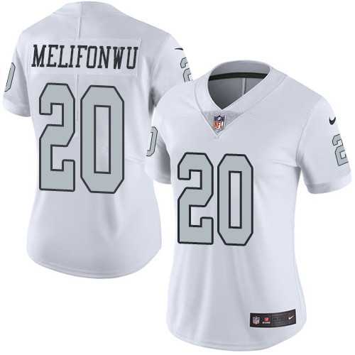 Women's Nike Oakland Raiders #20 Obi Melifonwu White Stitched NFL Limited Rush Jersey Women's Nike Oakland Raiders #20 Obi Melifonwu White Stitched NFL Limited Rush Jersey