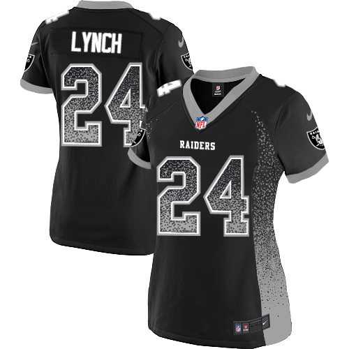 Women's Nike Oakland Raiders #24 Marshawn Lynch Black Stitched NFL Elite Drift Fashion Jersey