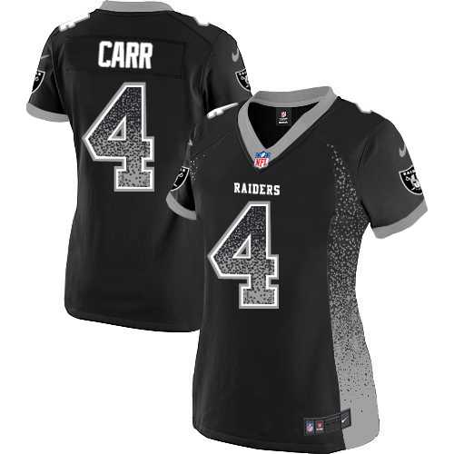 Women's Nike Oakland Raiders #4 Derek Carr Black Stitched NFL Elite Drift Fashion Jersey