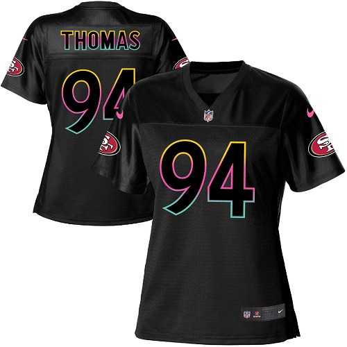 Women's Nike San Francisco 49ers #94 Solomon Thomas Black NFL Fashion Game Jersey